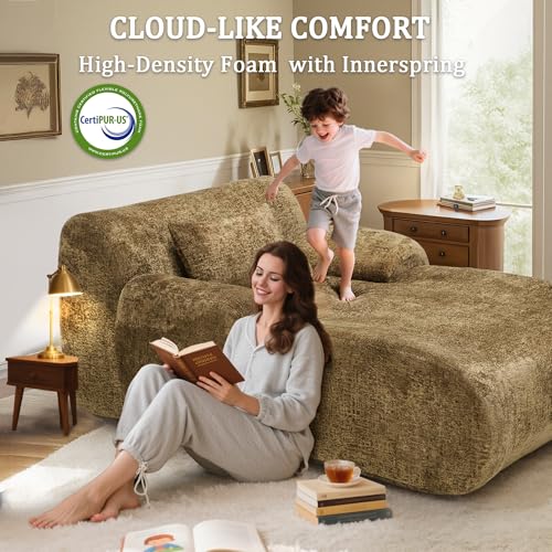 Image of 66 Inches Oversized Chaise Lounge Indoor, No Assembly Required Single Sleeper Sofa Chair with Lumbar Pillow, Upholstered Boneless Sofa Bed for Living Room, Bedroom