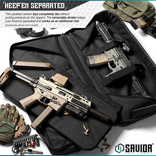 Savior Equipment American Classic Tactical Double Short Barrel Rifle Gun Case Firearm Bag - Suitable For Subgun Bullpups Carbine Shotgun Smg Sbr Ar Ak Pistol, 24 Inch Obsidian Black #TOP2