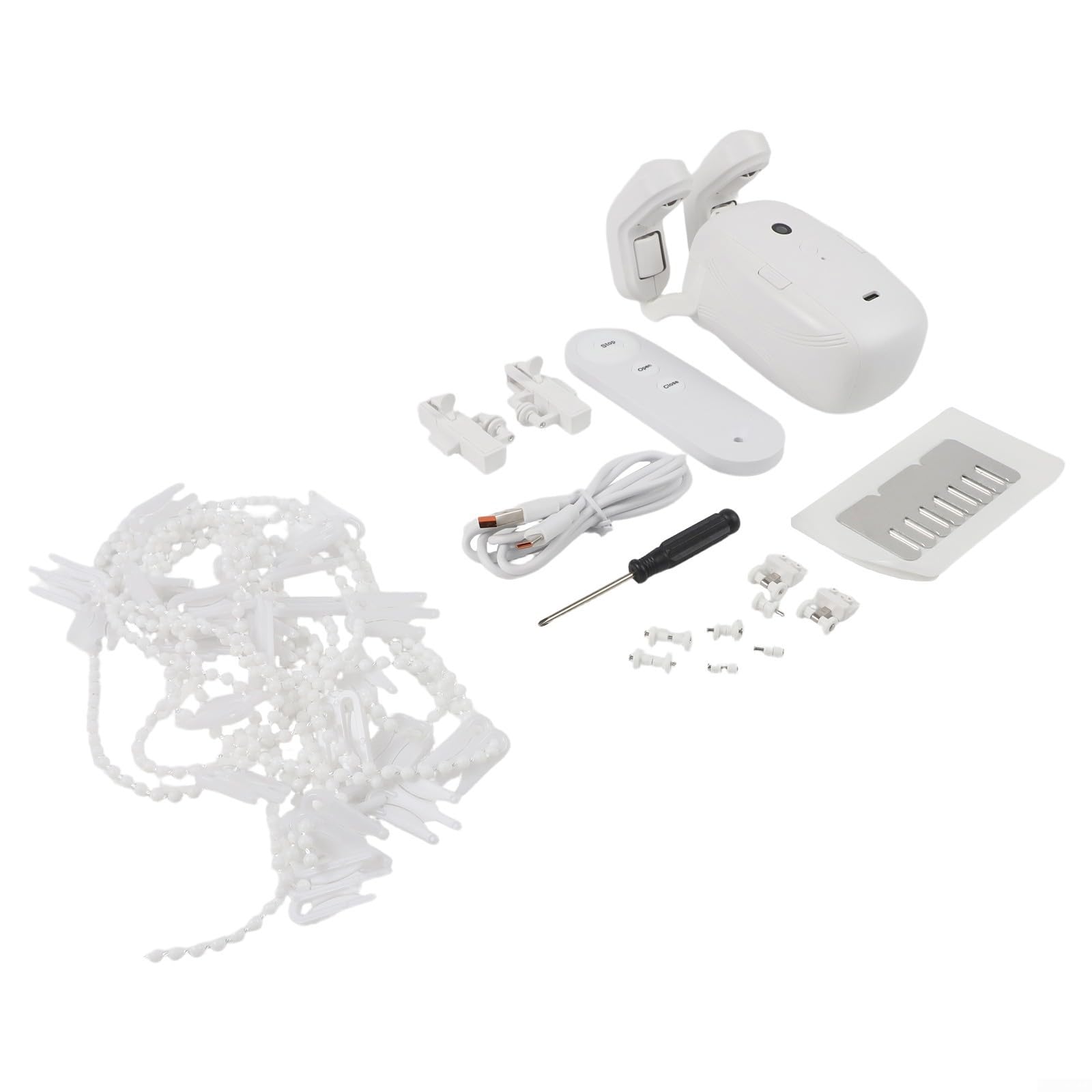 Motore elettrico per aprire tende con telecomando, robot automatico 3 in 1 per aste romane, guide U e I, 4000 mAh, ricaricabile, bianco, facile installazione (1 pezzo)