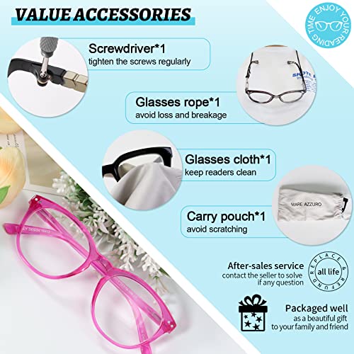 Image of MARE AZZURO Round Stylish Reading Glasses with Spring Hinge Fashion Readers for Women 5.00