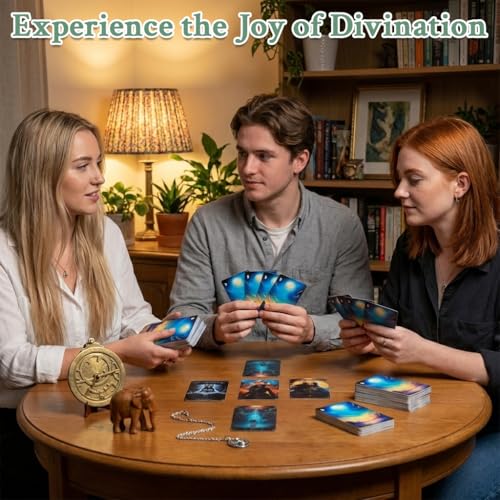 Image of Zibuyu Divine Celestial Tarot Deck, 78-Card Standard Tarot Card Deck with Major & Minor Arcana, Fantasy Cosmic Art Tarot Cards, Thick Cardstock for Divination, Spiritual Reading & Collection