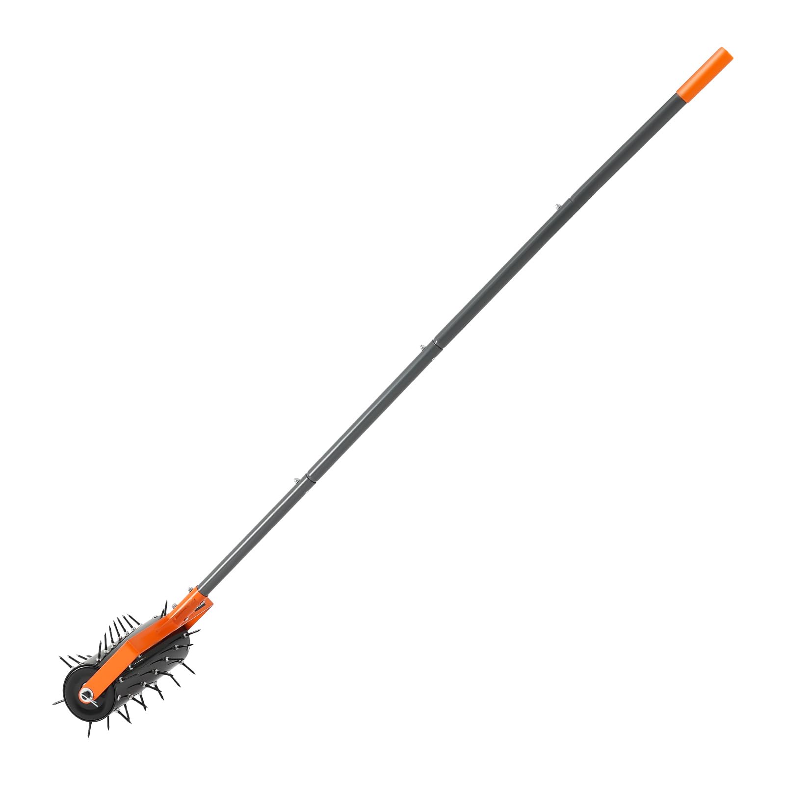 VEVOR Napowietrzacz do trawnika, ręczny napowietrzacz 38 cm z 42 kolcami i długim uchwytem 152 cm, bęben do napełniania dla dodatkowej wagi, wytrzymały penetrator gleby do trawnika, do zagęszczonych