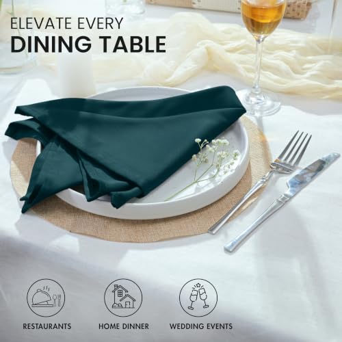 Image of Ruvanti Cloth Napkins Set of 12, Cotton Enrich 18 inchx18 inch - Deep Teal