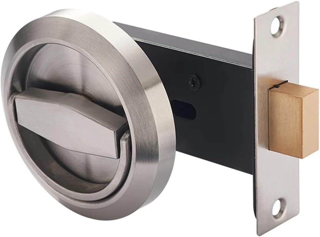 Hidden Door Locks Stainless Steel Handle Recessed Invisible Keyless Mechanical Outdoor Lock for Fire Proof Home Hardware 1Pcs(Polish Set)