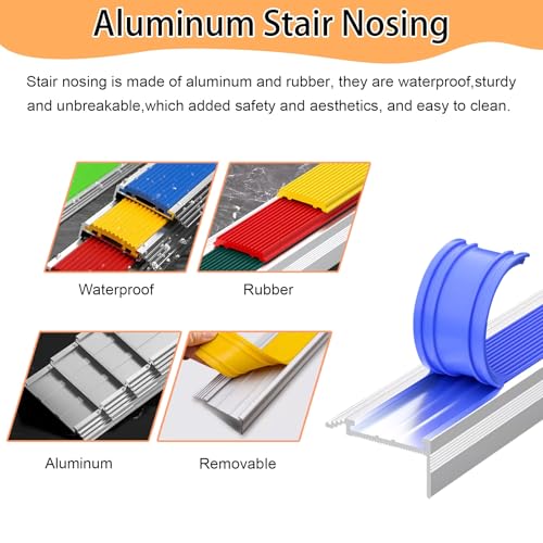 Borde de escalera de aluminio verde impermeable de 5,4 cm protector de peldaños de 90 cm 5