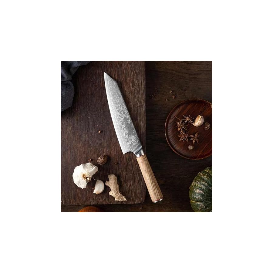 Knives Set for Kitchen Utensils Set for Damascus Steel Knife Set 10 PCS Solid Wood Handle, Japanese Damascus AUS-10Vcore,67 layers blade