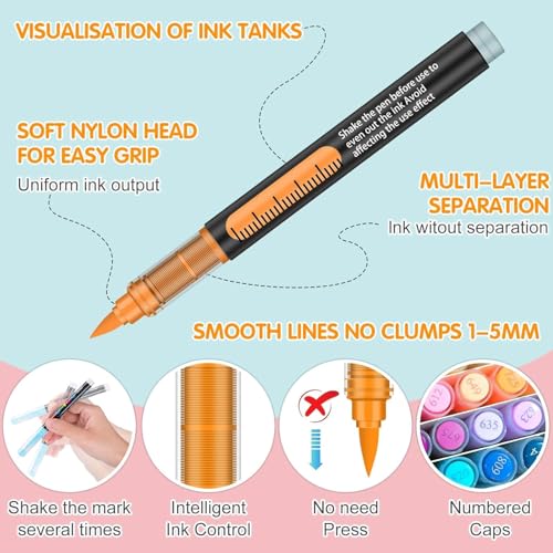 Image of Acrylic Paint Markers Brush Tip, 120 Vivid Colors with Direct-Liquid Ink System, Professional-Grade Paint Pen for Rock Painting, Canvas, Glass, Plastic, Fabric & Creative Crafts