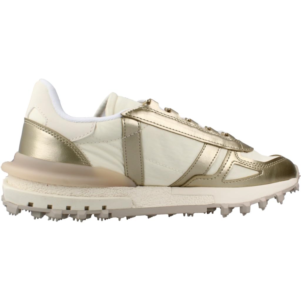 Lacoste Elite Active Zapatillas Running Años 70, Blanco y Dorado, Nailon y Ante, Suela de Caucho, Estilo Deportivo Retro
