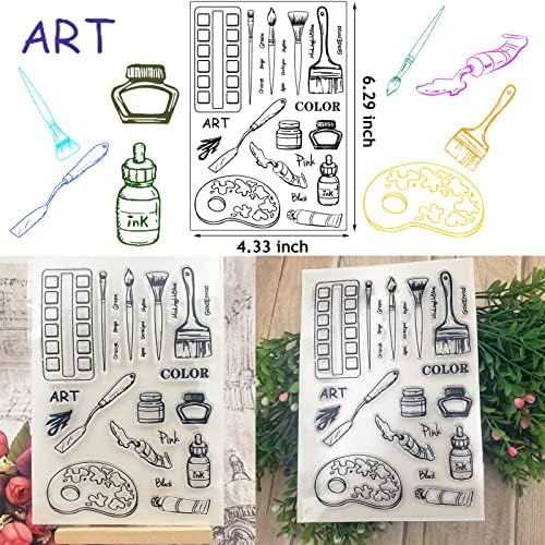 3 Pcs Book Painting Stationery Clear Stamps, Globes Pens Art Supplies Transparent Silicone Stamp Seals for Card Making Album Decoration and DIY Scrapbooking
