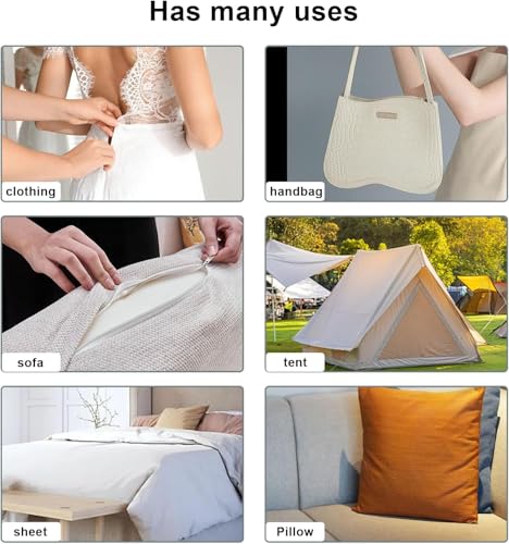 Image of Zipper Roll (Number : 5) 5 Meter with 10 Zip Puller - Two Way Open-Ended Nylon Zipper (Beige, 5 Meter)