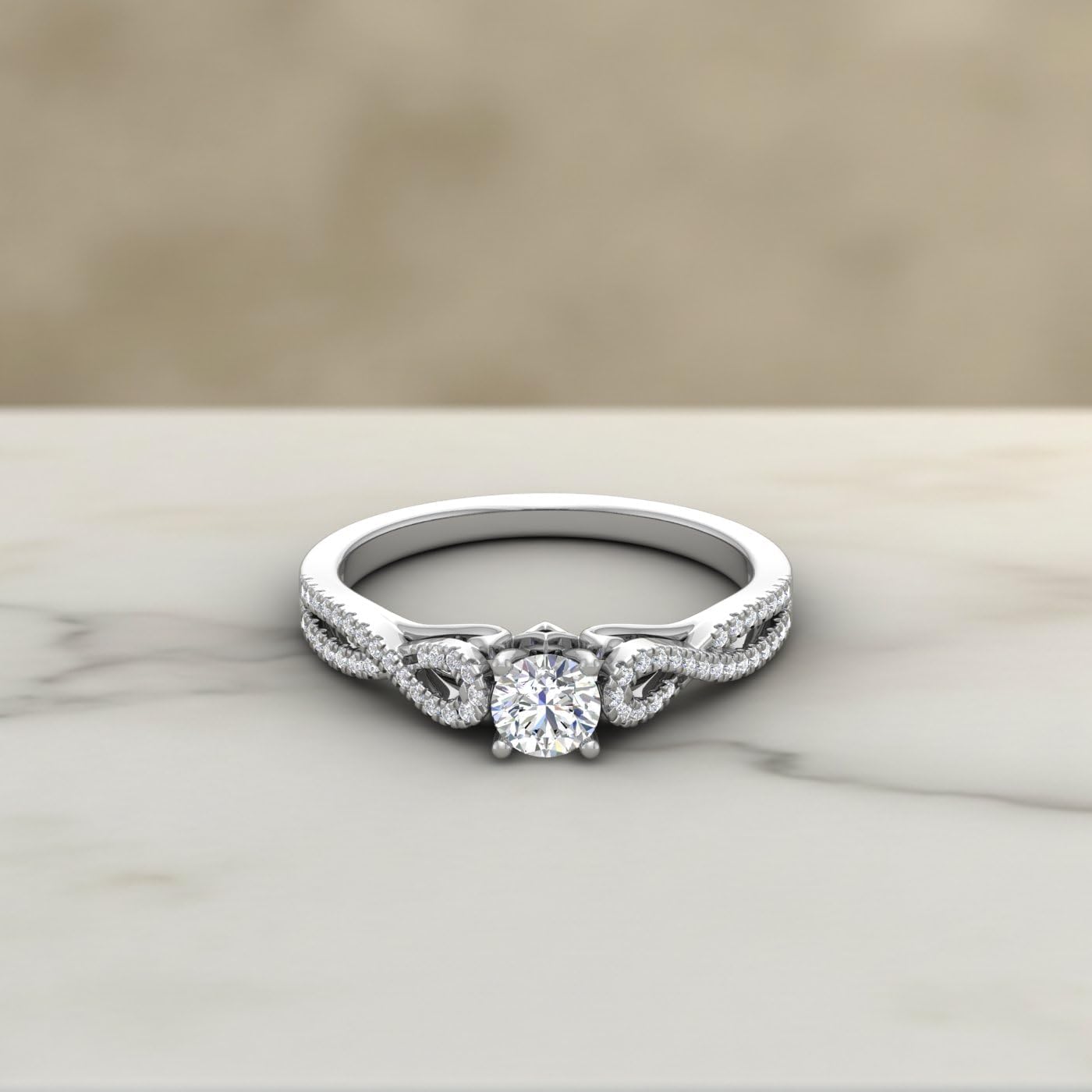 0.68 Carat Prong Set Diamond Twisted Engagement Ring in 14K Solid Gold