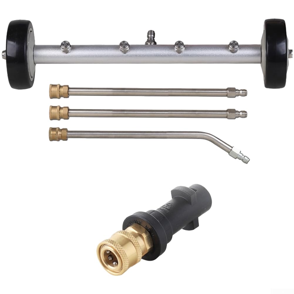 Ugello di ricambio per idropulitrice in acciaio inox per 4000 PSI, spazzola rotante con ruote da 100 mm per la pulizia del veicolo, chiusura rapida standard da 1/4" (C)