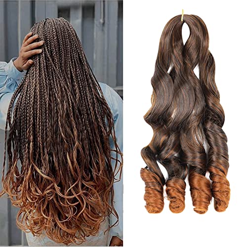 WoWCFyyds Pre Stretched Braiding Hair 20 Inch Loose Wave Crochet Braids Hair Curly 4 packs Big Wavy Braids Extensions French Curl Bouncy Braiding Hair Curly Synthetic Hair Extensions (150g/packs ) Cover