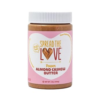Spread The Love Almond Cashew Power Butter, 16 Ounce All Natural, Vegan, Gluten-free, No salt, No sugar, No palm-oil, No-GMOs 1-Pack