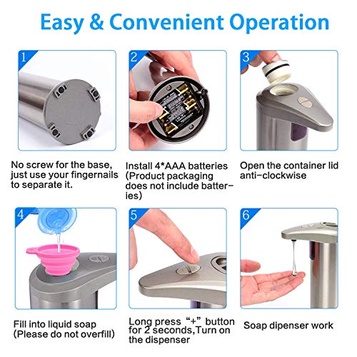 Touchless Liquid Soap Dispenser,Automatic Soap Dispenser,Touchless Soap Dispenser Automatic,Brushed Stainless Steel Touchless Hand Sanitizer Dispenser For Bathroom Kitchen Hotel Restaurant. #TOP4