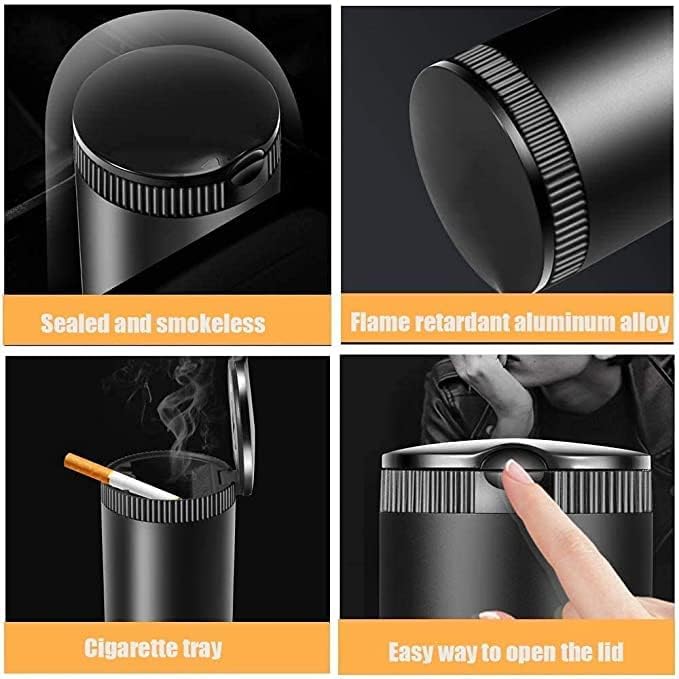 Ashtray with Lid,Portable Car Ashtray for Mercedes-Benz A-Class/B-Class/C-Class/E-Class/M-Class/S-Class/R-Class, Led Light with Flip Lid, for Cars, Homes, Offices and Outdoors, Car