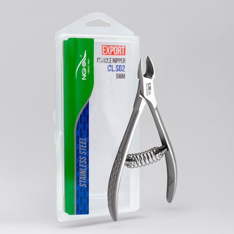 NGHIA Professional Cuticle Nipper CL-S02 | Stainless Steel (5MM) | Salon Quality & Surgical Grade | Precision Cuticle Trimmer