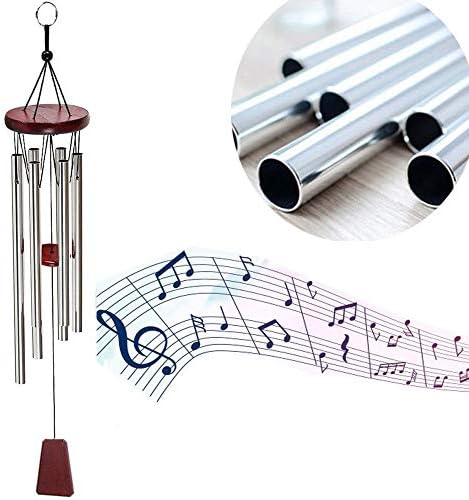 Fielegen Wind Chime, 28" Memorial Wind Chimes for Outside Unique Windchimes Sympathy Wind-Chime Personalized with 6 Tuned Tubes, Elegant Chime for Garden Patio Balcony Backyard and Home Decor