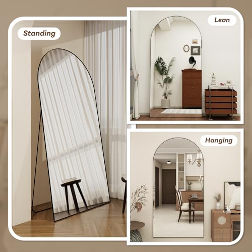 MISSDAY Oversized Arched Full Length Mirror, 81"x41" Black Full Body Mirror with Stand, Floor Mirror Large Free Standing, Leaning or Hanging, Aluminum Frame Mounted Mirrors Wall Mirrors for Bedroom - Image 5