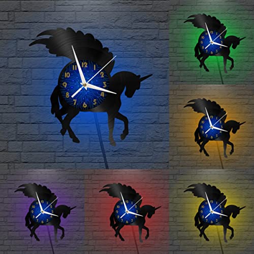 Horloge murale licorne en vinyle idée cadeau créatif pour salon ou anniversaire - 3