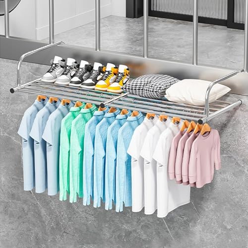 Baodiale Tendedero Extensible de Acero Inoxidable, Rejilla retráctil for Secado de Ropa Que Ahorra Espacio for balcón, radiador, alféizar de Ventana, Uso en Interiores y Exteriores(87-158cm)