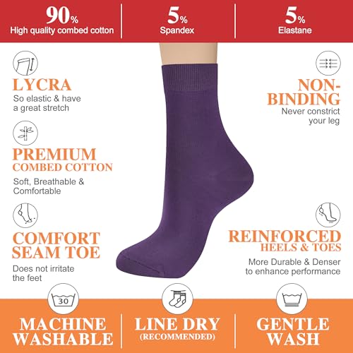 Image of ATBITER Women's Thin Cotton Crew Socks - Soft Above Ankle Bootie Casual Dress Socks 6-Pairs