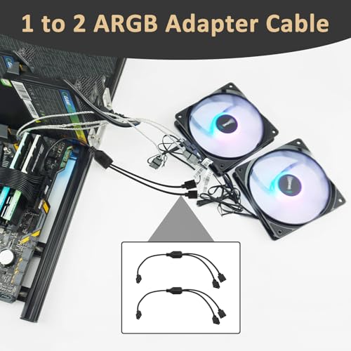 argb - Cable distribuidor LED de 3 pines, 30 cm, 1 a 2 5 V, para ventiladores LED y bandas luminosas RGB, compatible con ASRock ASUS MSI, extensión y gestión de iluminación de PC - imagen 4