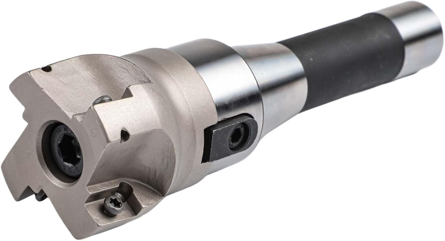 R8 FMB22 Arbor with 400R 50mm End Mill Shell Cutter and 4 APMT1604 Carbide Inserts for Indexable Milling Operations