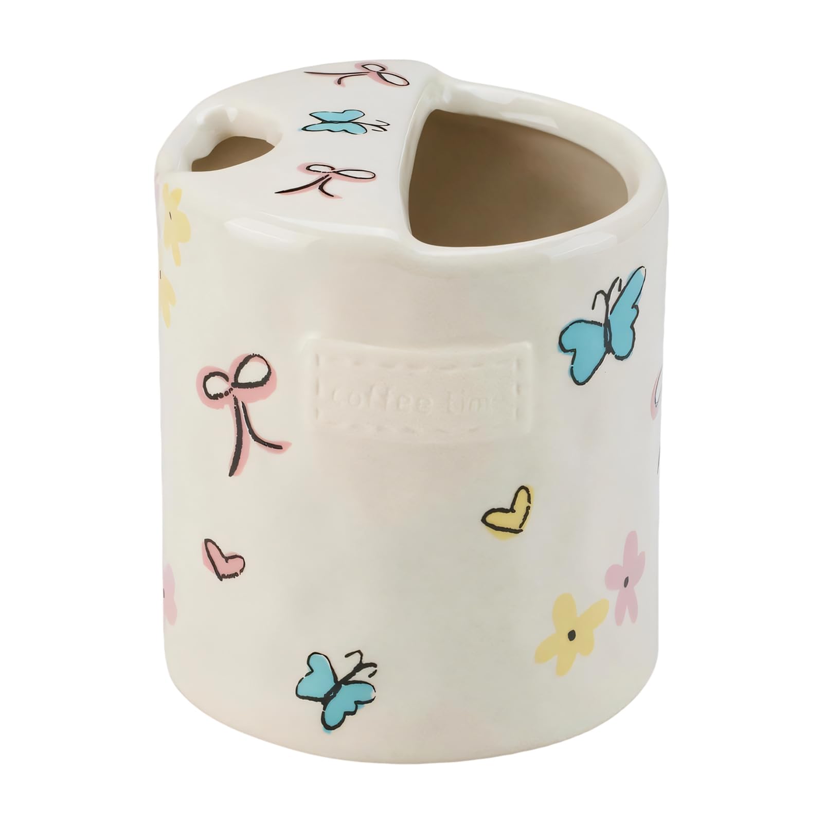 Ljmyy Hand Painted Butterfly Ceramic Coffee Mug With Sip Hole Handheld Espresso Cup For Home And Offices Use