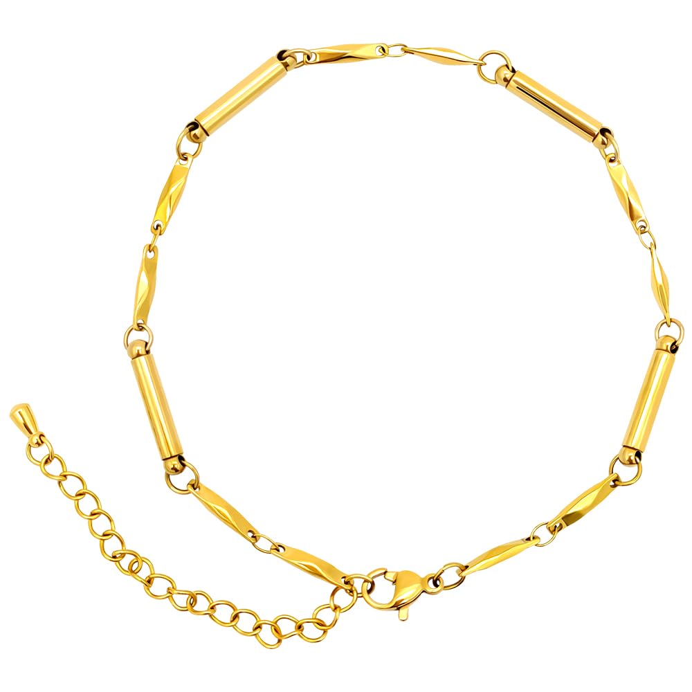 JEROOT Armband Damen im Magnetarmband Goldfarben Hochglanzpoliert mit Zylindrische Magnete, Edelstahl Rhombischarmband, Verschluss Armbänder für Damen