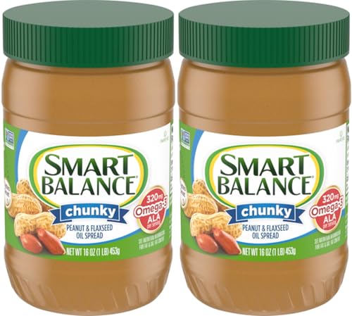 SUPREME BOX Smart Balance Creamy Peanut & Flaxseed Oil Spread 16 oz - Pack of 2 (32 oz in total)
