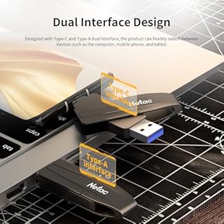 Netac 1TB Portable External USB Solid State Drive up to 550MB/s Type-c and USB 3.2 Dual Interface for Data Storage, Expansion of Storage for Photos/Videos/Music/Files, US8