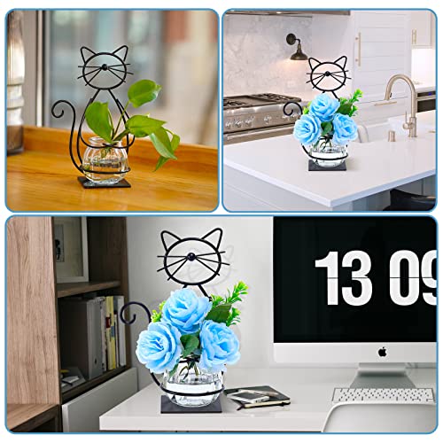 Joyathome Desktop Glass Planter Vase Holder, Metal Cat Plant Terrarium Stand For Plants Creative Decorations For Home Patio Lawn Garden #TOP2