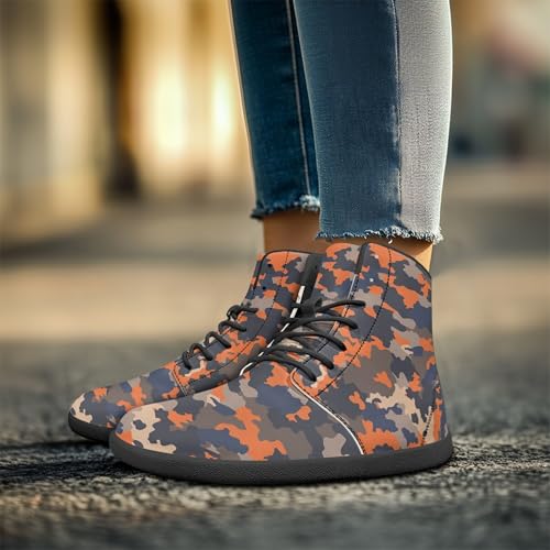 Image of Fashion Print Womens Mens High Top Barefoot Sneakers Flat Shoes