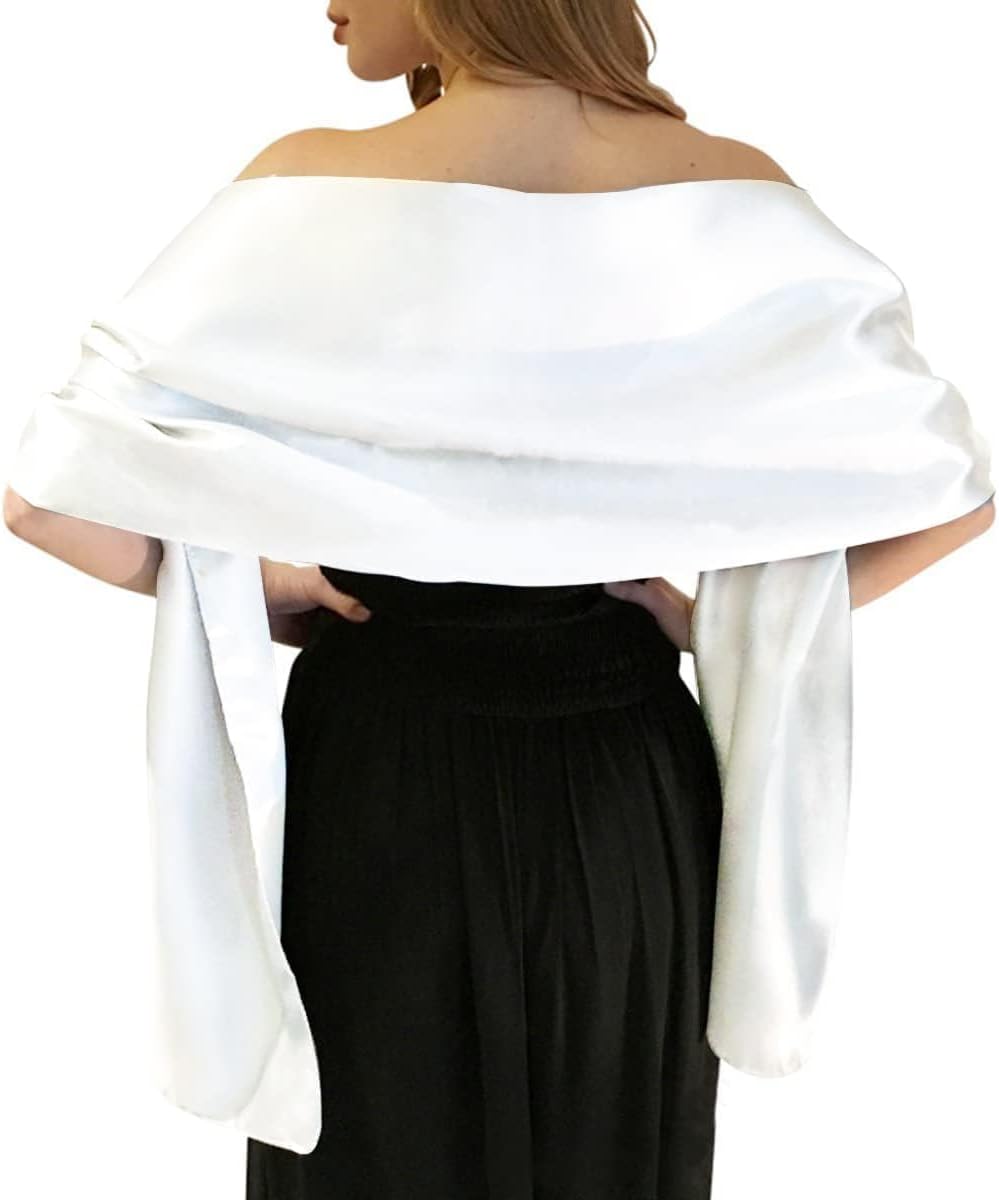 MLMW Shawls and Wraps for Evening Dresses Satin Shawl Wraps for Women Extra Long Wedding Shawls for Bridal Party