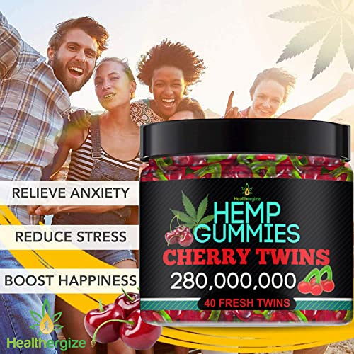 Healthergize Hemp Gummies Premium-Delicious Cherry Twins-Made In USA-Natural Hemp Candy-For Sleep, Relax, Calm, Chill… - Image 5