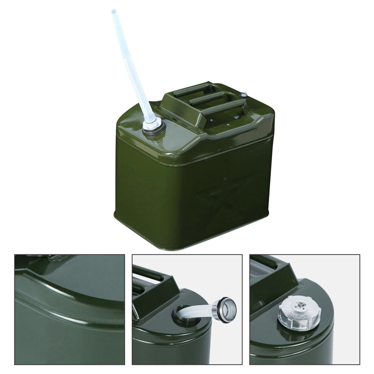 Bidon D'essence de Réserve 10 L en Fer Vert Poignée Soudée