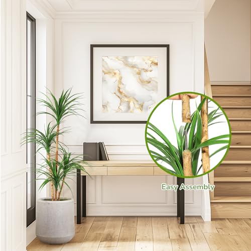 4 Ft Artificial Dracaena Tree, Realistic Fake Dracaena Plant, Tall Dracaena Houseplant for Indoor Décor, Adjustable Lifelike Faux Tree, Ideal for Photo Backdrops, Nursery, Living Room, Office