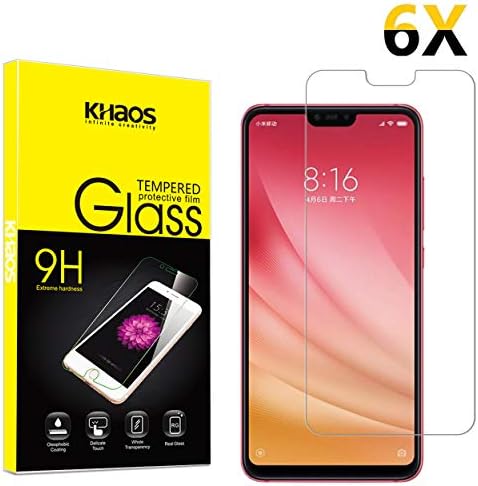 6Pack Screen Protector for Xiaomi Mi 8 Lite, KHAOS Tempered Glass Screen Protector for Xiaomi mi8 LITE Ultra Clear Scratch Resistant