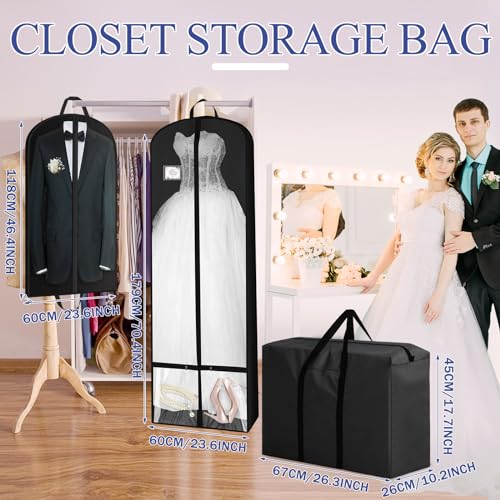 Glicraft GLICRAFT-LARGE POCKET-76 70'' Wedding Dress Garment Bag With 26'' Bride Tote Bag And 46'' Suit Bags thumb #1