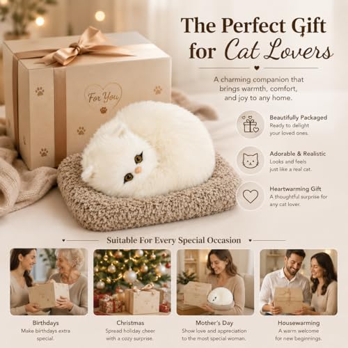 Image of Monex Stationary Cute Sitting Cat Plu | Ultra Soft Stuffed Animal for Kids, Girls & Room Decor | Decorative Cat Plushie Gift (White)
