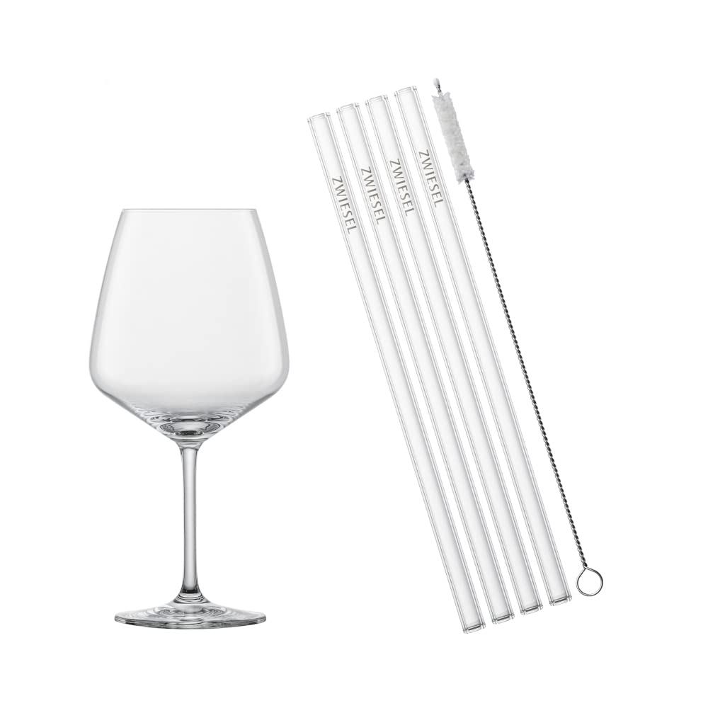 SCHOTT ZWIESEL After Work Goblets, juego de 4 copas de cóctel, 4 pajitas de cristal y 1 cepillo de algodón, vasos de cristal Tritan aptos para lavavajillas, Fabricadas en Alemania (art. nº. 130014)