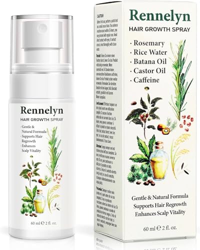 Spray de aceite natural para el cabello para acelerar el crecimiento del cabello: con aceite de romero, aceite de ricino, aceite de batana, agua de arroz, cafeína y biotina, adecuado para hombres y