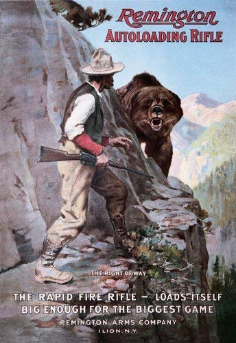 Kexle Poster Remington Autoloading Rifle Right Of Way Bear Hunting Retro Vintage Tin Sign - 8X12 #TOP14