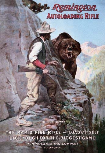 Poster Remington Autoloading Rifle Right of Way Bear Hunting Retro Vintage Tin Sign - 8X12