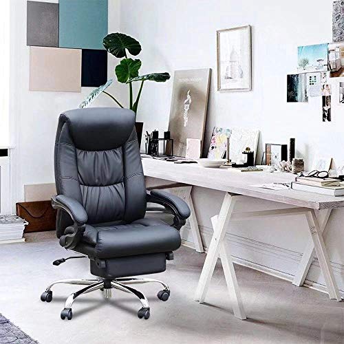 Duramont Reclining Leather Office Chair - High Back Executive Chair - Thick Seat Cushion - Ergonomic Adjustable Seat Height And Back Recline - Desk And Task Chair #TOP1