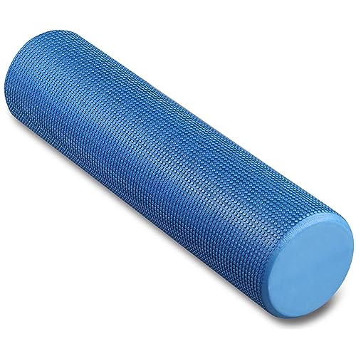 Foam Roller de Espuma Rulo Extra Largo Rodillo Redondo para Masajes Musculares, Fitness, Yoga y Pilates en Casa y Gimnasio EVA Liviano INDIGO 60 * 15 cm Azul