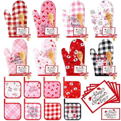 Suclain 32 Pcs Valentine's Day Oven Mitt and Pot Holders
