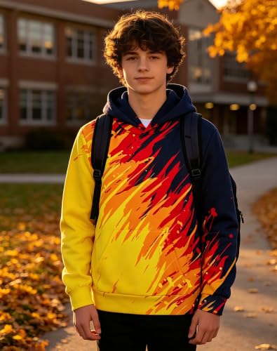 Image of Lovekider Boys Hoodie Kids 3D Print Graphic Pullover Sweatshirt 6-16 Years | Big Front Pocket, Hood, Lightweight, Breathable, Long Sleeves, for School Sports Outdoor Activities Daily, Fall Winter Wear