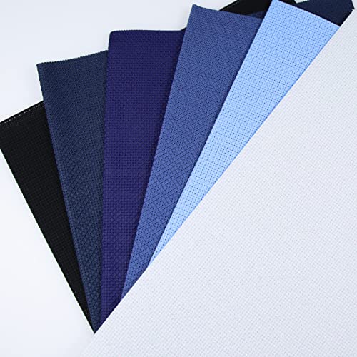 Image of KCS 6 pc of 12 inch x 18 inch (30cmx45cm) Counted Cotton Aida Cloth Cross Stitch Fabric (14CT-L)